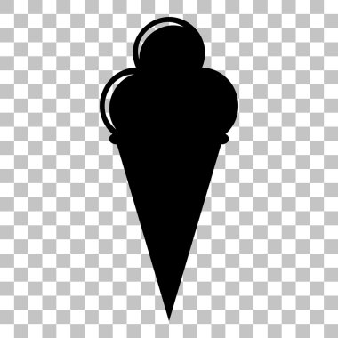 Dondurma işareti. Saydam arka plan düz stil siyah simgesini.