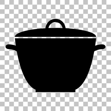 Saucepan simple sign. Flat style black icon on transparent background. clipart