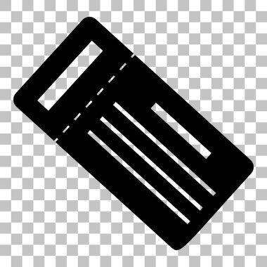 Bilet basit kayıt. Saydam arka plan düz stil siyah simgesini.