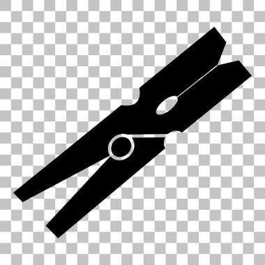 Giysi peg işareti. Saydam arka plan düz stil siyah simgesini.