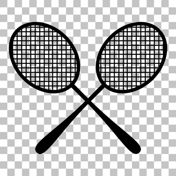 Tennisschläger unterschreiben. flaches schwarzes Symbol auf transparentem Hintergrund. — Stockvektor