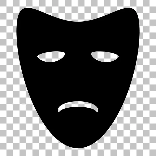 Máscaras teatrales trágicas. Estilo plano icono negro sobre fondo transparente . — Vector de stock