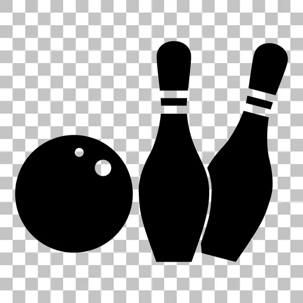 Bowling Zeichen Illustration. flaches schwarzes Symbol auf transparentem Hintergrund. — Stockvektor