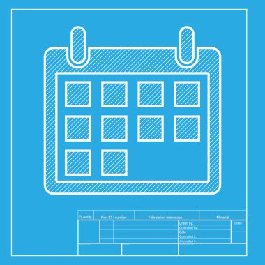 Takvim işareti illüstrasyon. Plan şablonundaki simgenin beyaz bölümü.