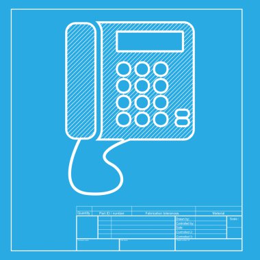 İletişim veya telefon işareti. Plan şablonundaki simgenin beyaz bölümü.