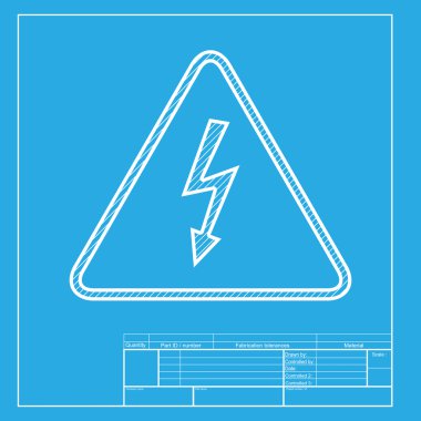 Yüksek gerilim tehlike işareti. Beyaz bölümünü kutsal kişilerin resmi üstünde planı şablonu.