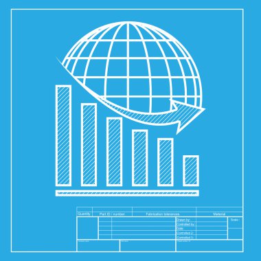 Dünya ile azalan grafik. Plan şablonundaki simgenin beyaz bölümü.