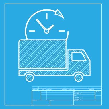 Teslimat işareti illüstrasyon. Beyaz bölümünü kutsal kişilerin resmi üstünde planı şablonu.