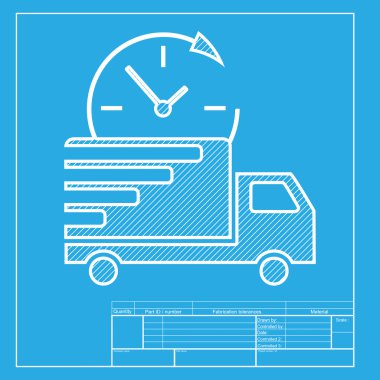 Teslimat işareti illüstrasyon. Beyaz bölümünü kutsal kişilerin resmi üstünde planı şablonu.