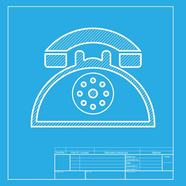 Retro telefon skylt. Vit sektion av ikon på skiss mal len. — Stock vektor