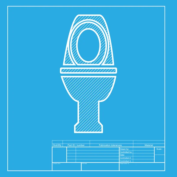 Ilustração do sinal do vaso sanitário. Seção branca do ícone no modelo do blueprint . —  Vetores de Stock