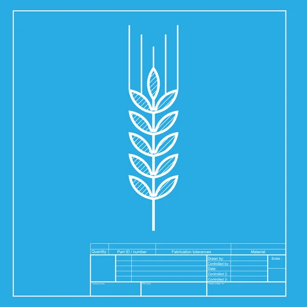 Ilustração do sinal de trigo. Seção branca do ícone no modelo do blueprint . — Vetor de Stock