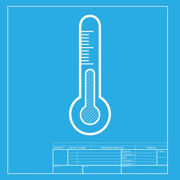 Meteo διαγνωστική τεχνολογία θερμόμετρο σημάδι. Λευκό τμήμα της εικόνας στο πρότυπο σχεδιάγραμμα. — Διανυσματικό Αρχείο