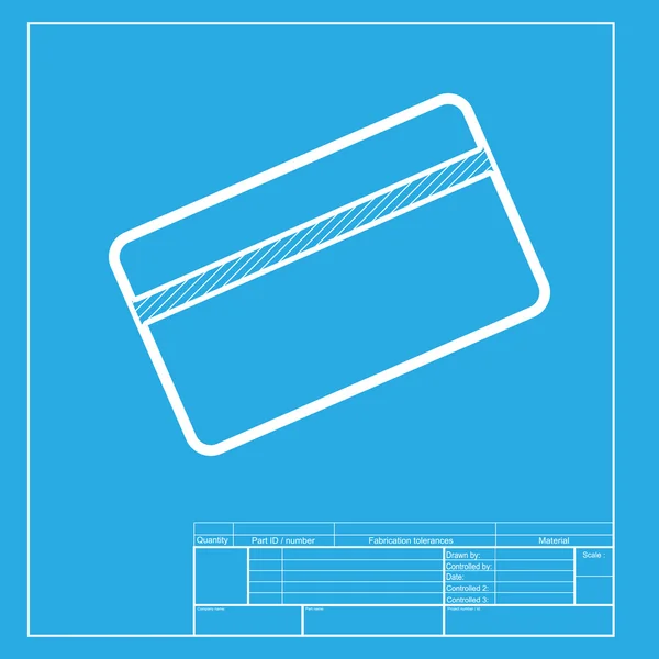 Símbolo de cartão de crédito para download. Seção branca do ícone no modelo do blueprint . — Vetor de Stock