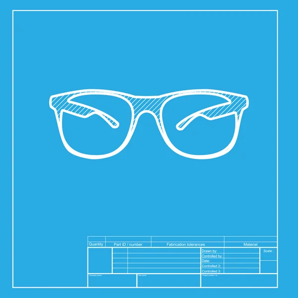 Solglasögon underteckna illustration. Vit sektion av ikon på skiss mal len. — Stock vektor
