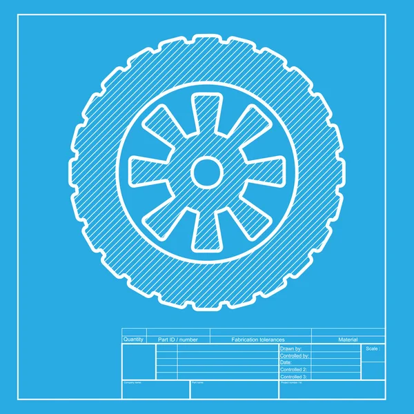 Segnale pneumatico stradale. Sezione bianca dell'icona sul modello di cianografia . — Vettoriale Stock