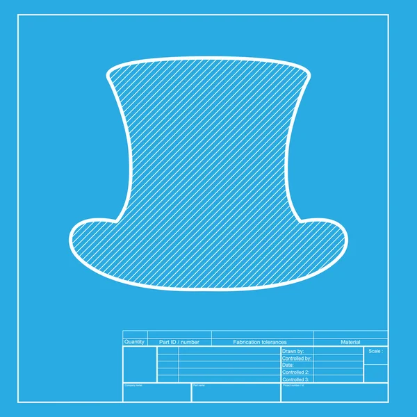 Placa de chapéu. Seção branca do ícone no modelo do blueprint . —  Vetores de Stock