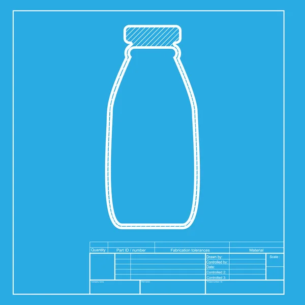 牛乳瓶のサイン。白い部青写真テンプレートのアイコン. — ストックベクタ