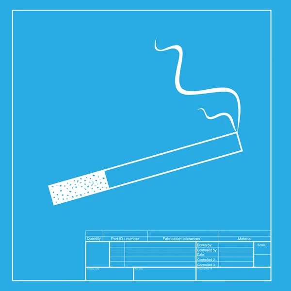 Smoke icon great for any use. White section of icon on blueprint template. — Stock Vector