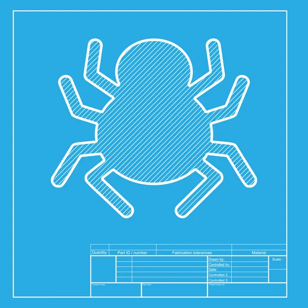 Spinnenzeichenillustration. weißer Bereich des Symbols auf der Blaupause-Vorlage. — Stockvektor