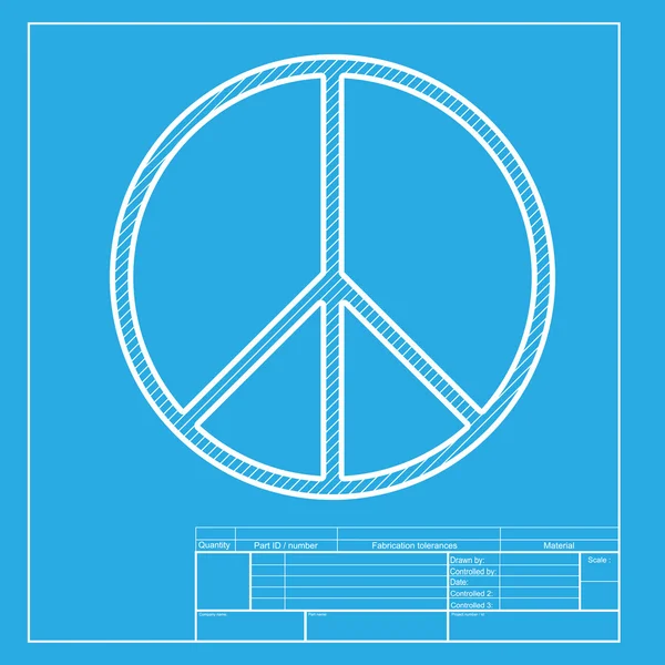 Signo de paz ilustración. Sección blanca del icono en la plantilla de anteproyecto . — Vector de stock