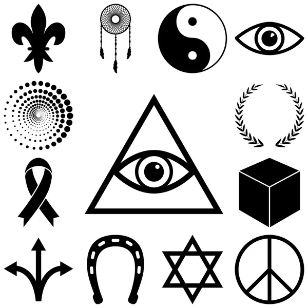 Набор религиозных, эзотерических и таинственных икон. Векторная иллюстрация — стоковый вектор