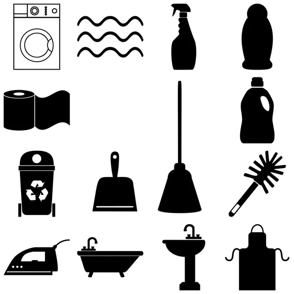 Набор иконок для уборки. Векторная иллюстрация плоского стиля — стоковый вектор