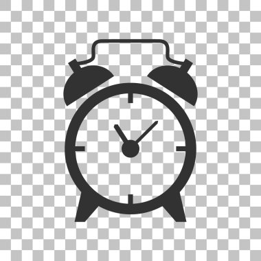 Çalar saat işareti. Saydam arka plan üzerinde koyu gri simgesi.