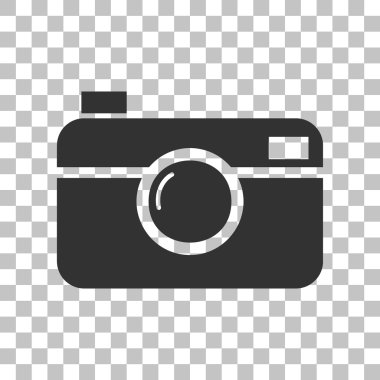 Dijital fotoğraf kamera işareti. Saydam arka plan üzerinde koyu gri simgesi.
