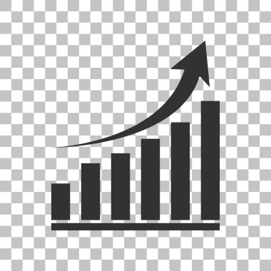 Grafik işareti büyüyen. Saydam arka plan üzerinde koyu gri simgesi.