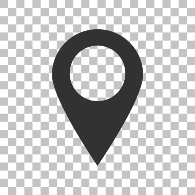 İşaretçi işaret işaretleyin. Saydam arka plan üzerinde koyu gri simgesi.