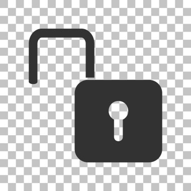 İşareti illüstrasyon kilidini. Saydam arka plan üzerinde koyu gri simgesi.