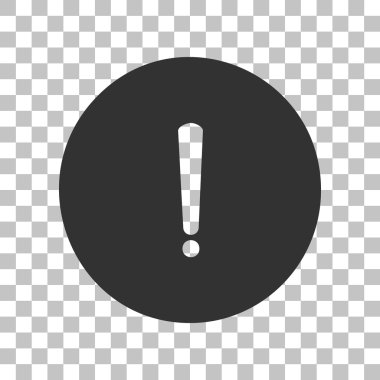 Ünlem işareti işareti. Saydam arka plan üzerinde koyu gri simgesi.