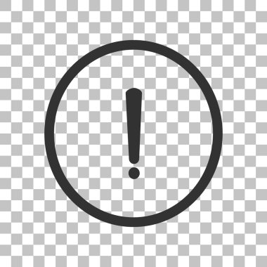 Ünlem işareti işareti. Saydam arka plan üzerinde koyu gri simgesi.