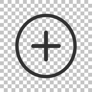 Pozitif sembol artı işareti. Saydam arka plan üzerinde koyu gri simgesi.