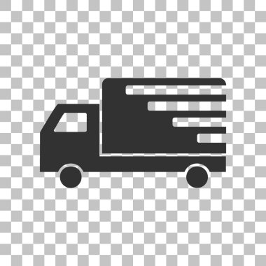 Teslimat işareti illüstrasyon. Saydam arka plan üzerinde koyu gri simgesi.