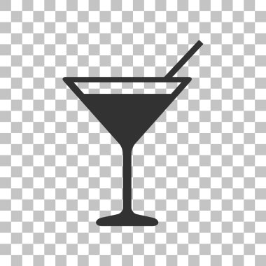 Kokteyl işareti illüstrasyon. Saydam arka plan üzerinde koyu gri simgesi.