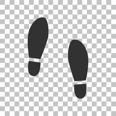 Ayak ayakkabı işareti Künye. Saydam arka plan üzerinde koyu gri simgesi.