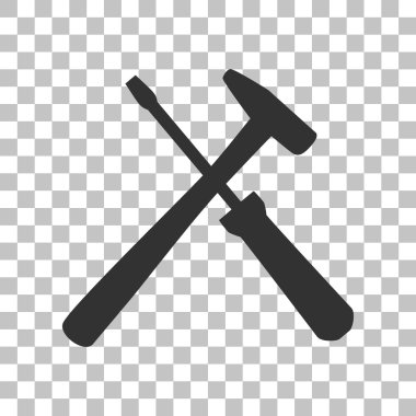 Araçlar illüstrasyon işareti. Saydam arka plan üzerinde koyu gri simgesi.