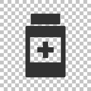 Tıbbi ambalaj işareti. Saydam arka plan üzerinde koyu gri simgesi.