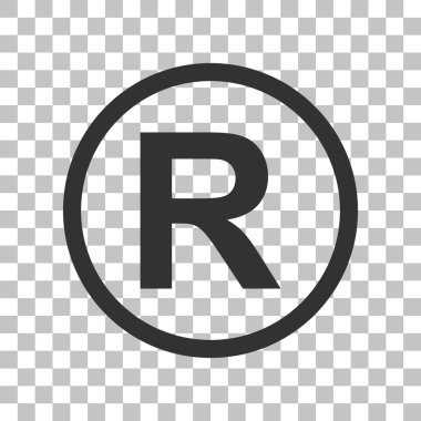 Registered Trademark sign. Dark gray icon on transparent background. clipart