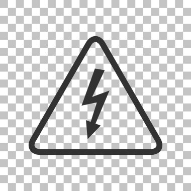 High voltage danger sign. Dark gray icon on transparent background. clipart