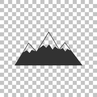 Dağ işareti illüstrasyon. Saydam arka plan üzerinde koyu gri simgesi.