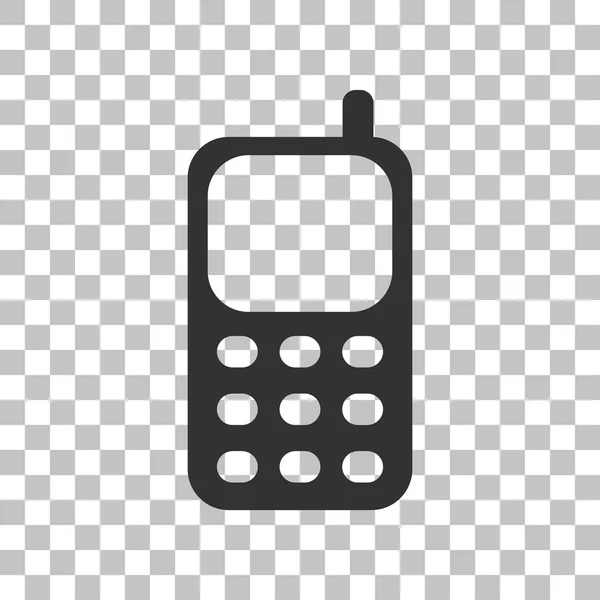 Mobiele telefoon-teken. Donker grijs pictogram op transparante achtergrond. — Stockvector