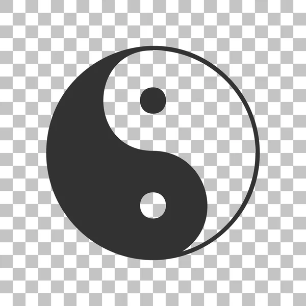 Ying Yang símbolo de armonía y equilibrio. Icono gris oscuro sobre fondo transparente . — Archivo Imágenes Vectoriales