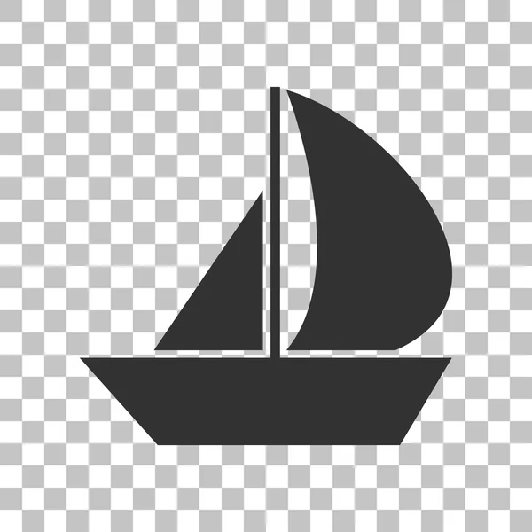 Señal de barco de vela. Icono gris oscuro sobre fondo transparente . — Vector de stock