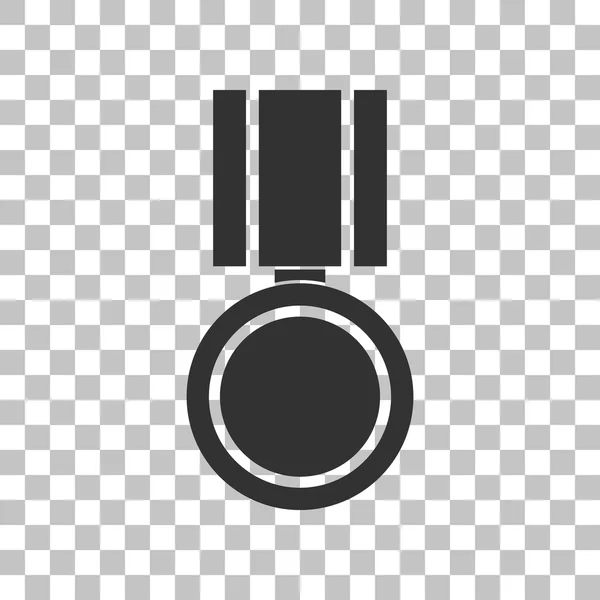 Signo de medalla ilustración. Icono gris oscuro sobre fondo transparente . — Vector de stock