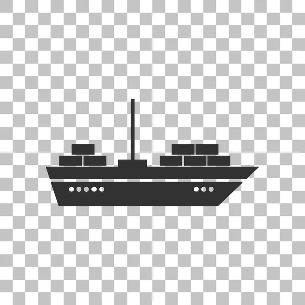 Signo de barco ilustración. Icono gris oscuro sobre fondo transparente . — Vector de stock