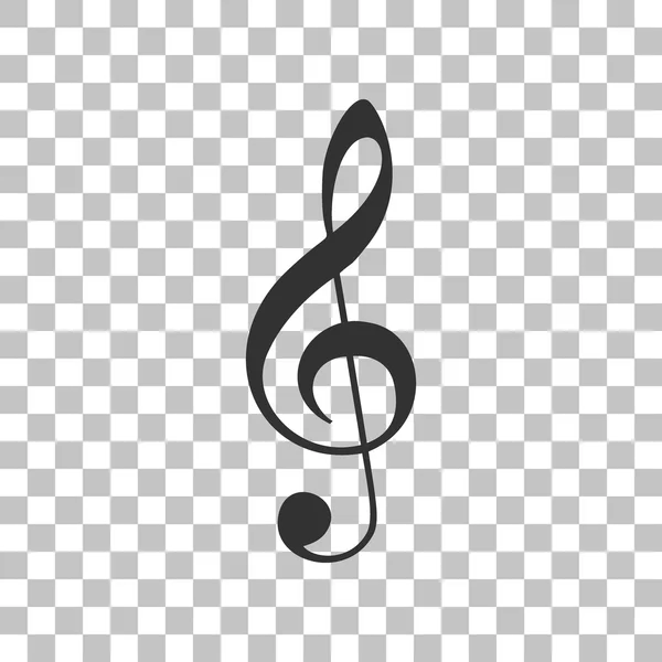Σημάδι clef μουσική βιολί. G-clef. Σολ. Σκούρο γκρι εικονίδιο σε διαφανές φόντο. — Διανυσματικό Αρχείο