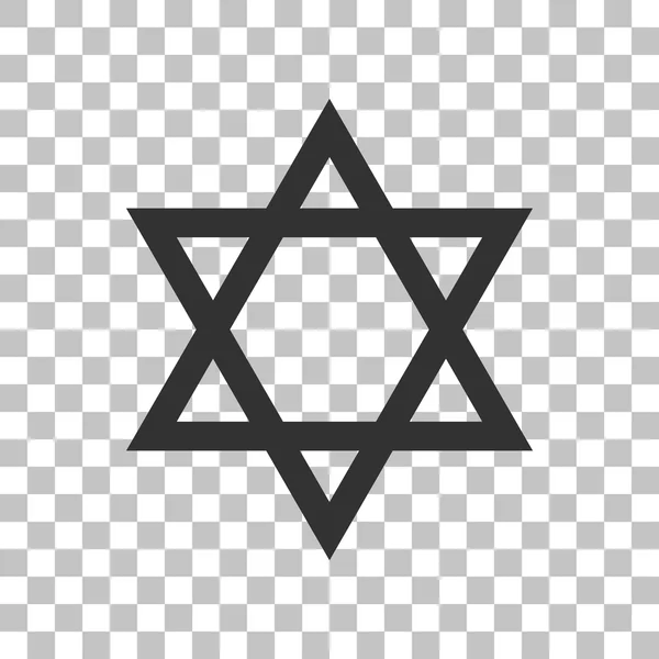 Štít Magen David Star. Symbol Izraele. Tmavě šedá ikona na průhledné pozadí. — Stockový vektor